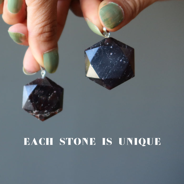 red garnet hexagon pendants