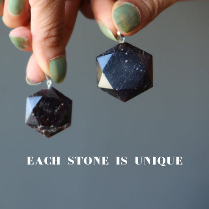 red garnet hexagon pendants