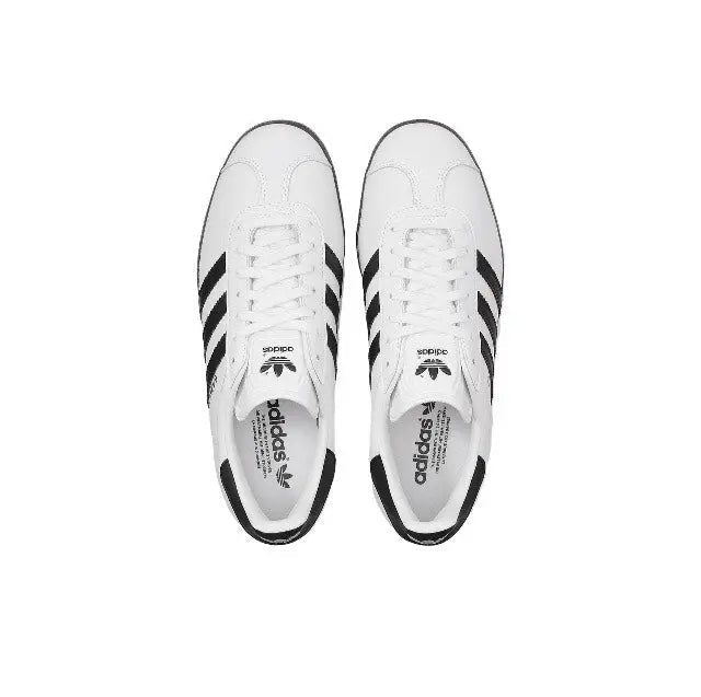 Gazelle Indoor sneakers, white uppers with black-and-white laces and Adidas tongue label