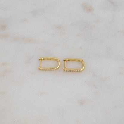 Pavé Square Huggie Hoops