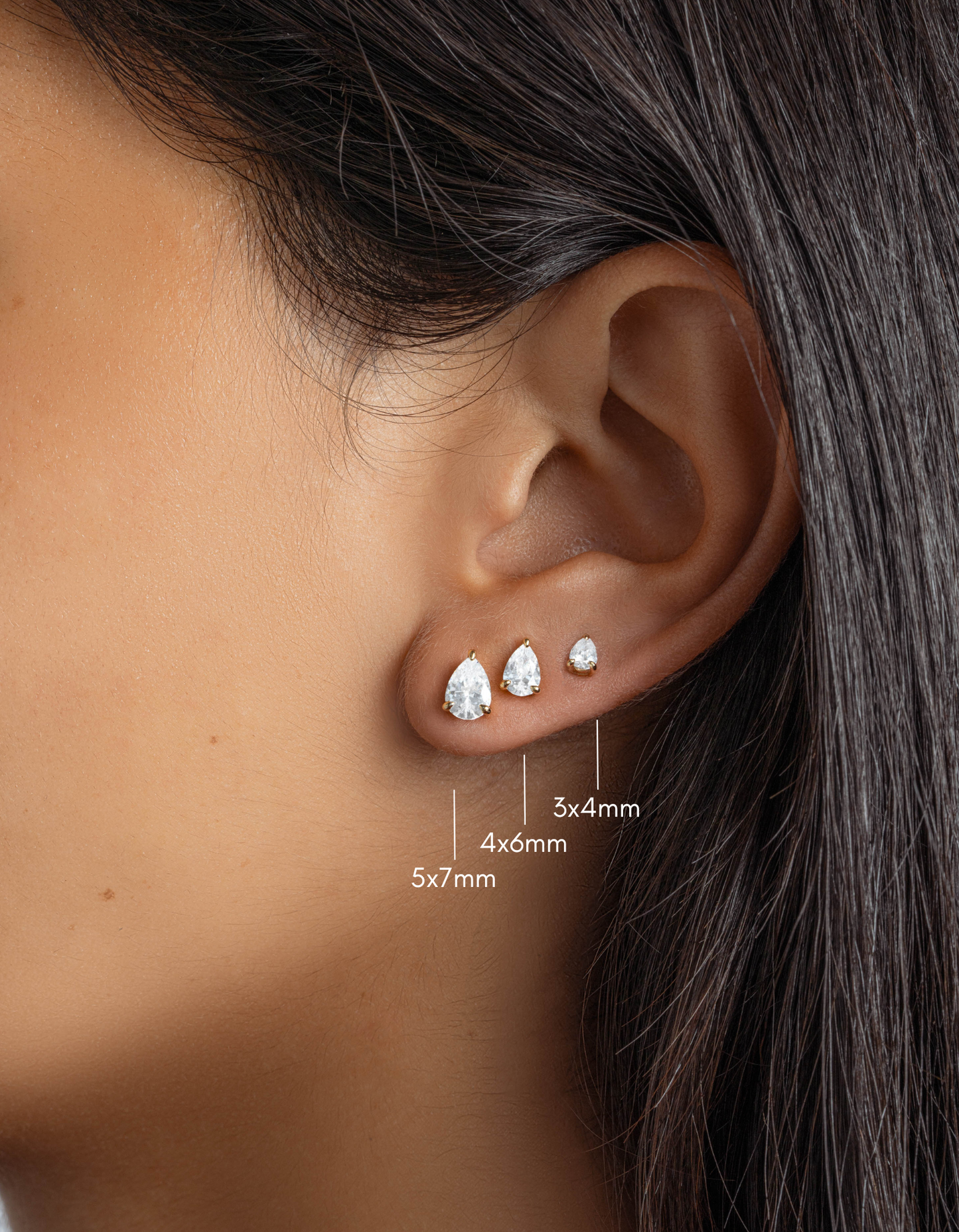 3x4mm Pear Studs