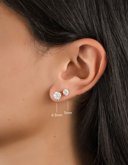 6.5mm Round Solitaire Stud Earrings