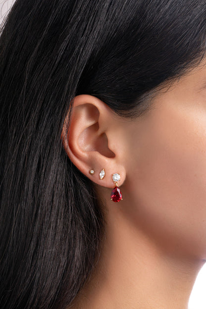 Camille Ruby Pear Drop Earrings
