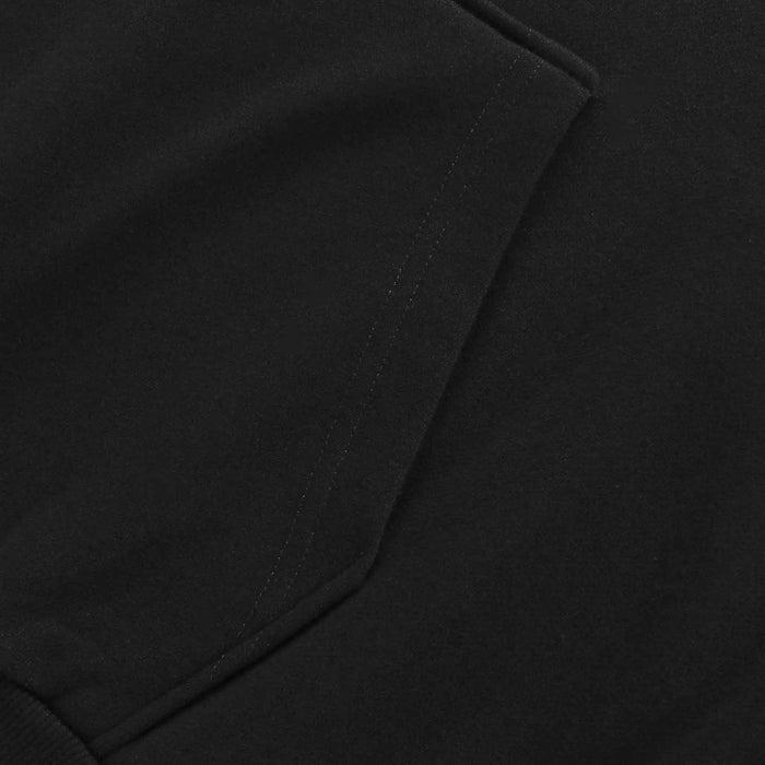 Black hoodie fabric close-up with smooth knit texture
