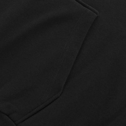 Black hoodie fabric close-up with smooth knit texture