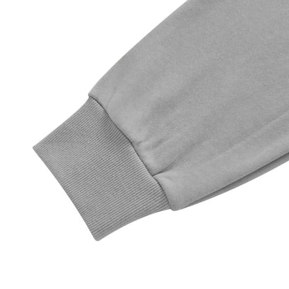 Grey hoodie sleeve with ribbed cuff hem.