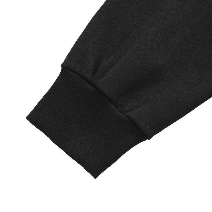 Black hoodie ribbed knit sleeve cuff