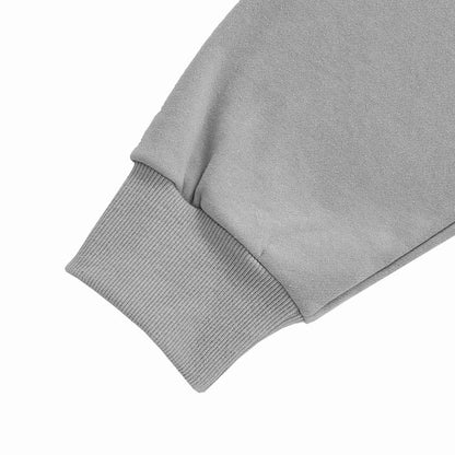 Gray hoodie knit cuff at sleeve hem