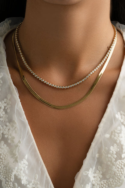 4mm Gold Herringbone Necklace