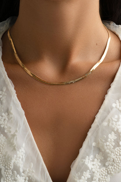 4mm Gold Herringbone Necklace