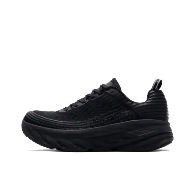 Hoka Bondi 6 black lace-up running shoes with cushioned, thick sole