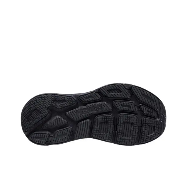 Hoka Bondi 6 black running shoes outsole view with textured traction tread