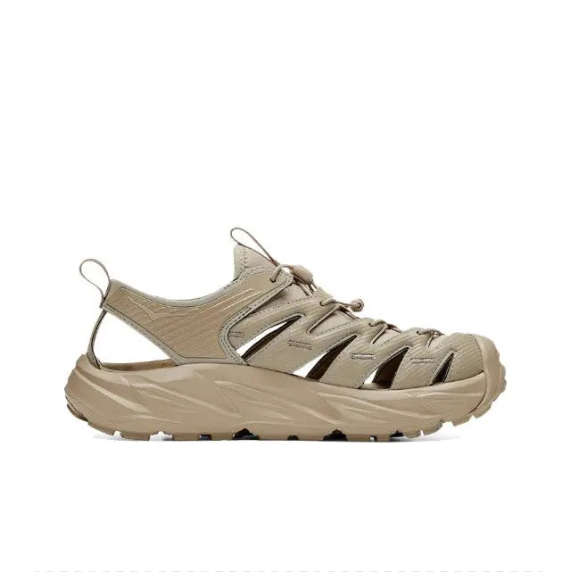 Trail sandal in light beige with strap detailing and lace-up front