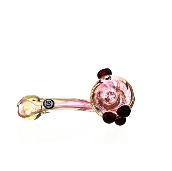 Side view of Joe Madigan Sherlock Red Dots glass handpipe - Smoke Spot Smoke Shop