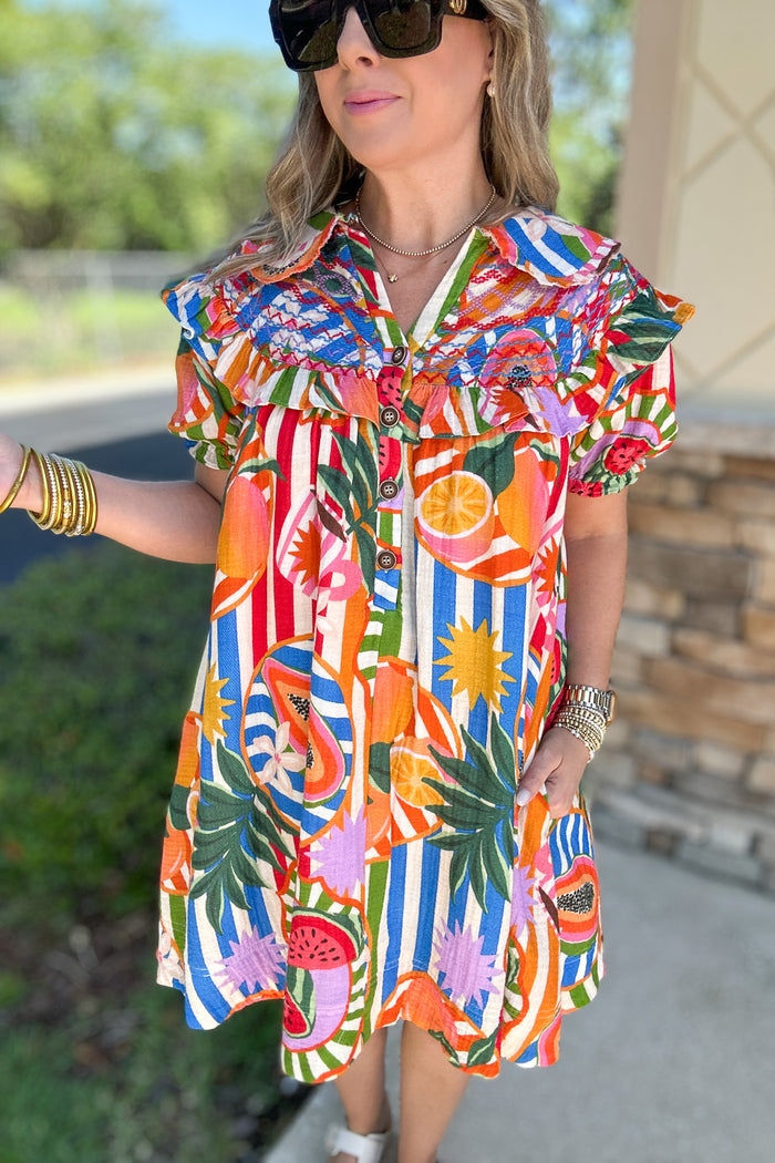 Karlie: Tropical Fruit Peter Pan Collar Dress