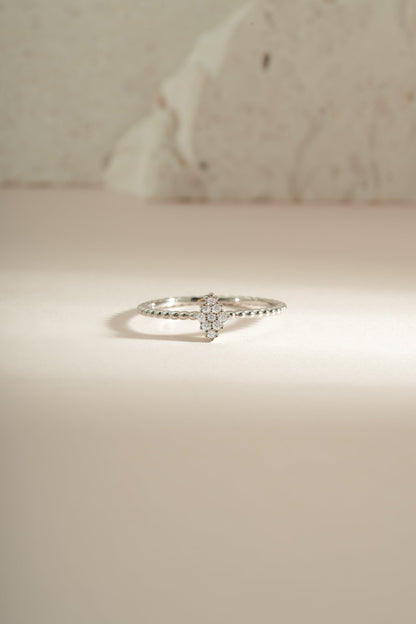 Beaded CZ Kite Ring