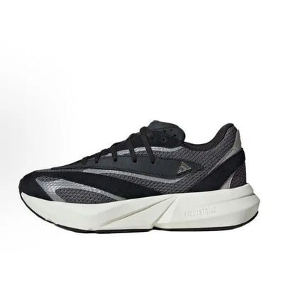 Adidas Lightblaze running shoes in black/gray mesh with white midsole