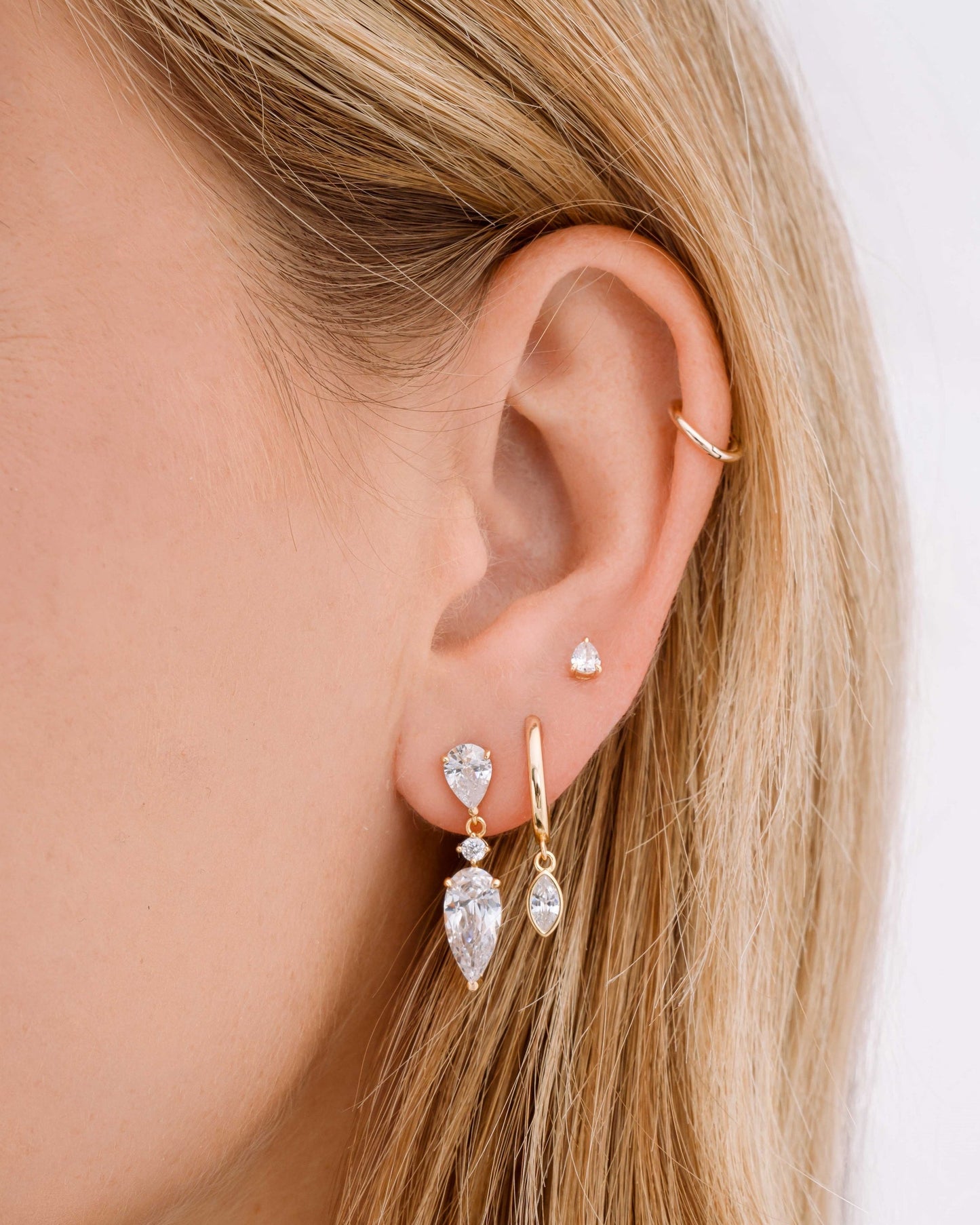 Marquise Bezel Drop Huggies