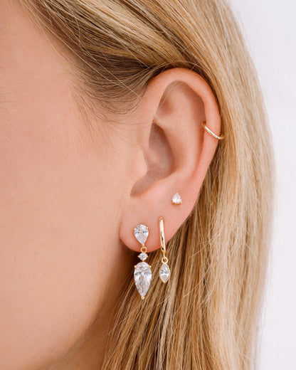 Marquise Bezel Drop Huggies
