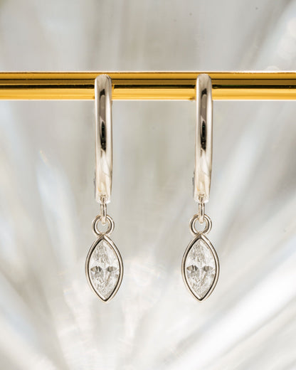 Marquise Bezel Drop Huggies