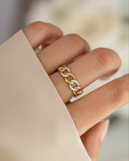 Mixed Metal Pavé Chain Ring