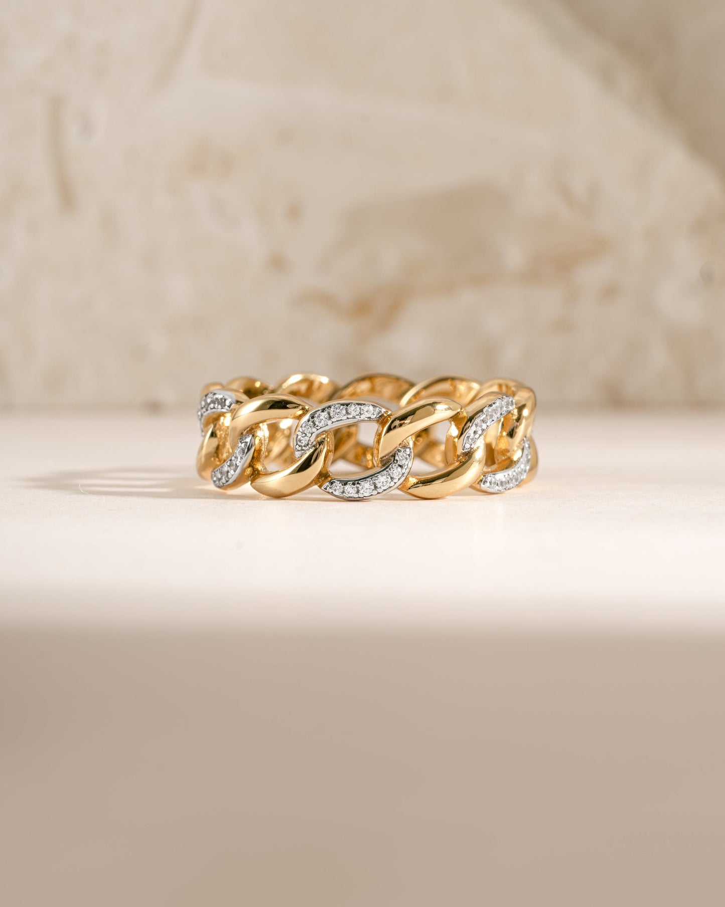 Mixed Metal Pavé Chain Ring