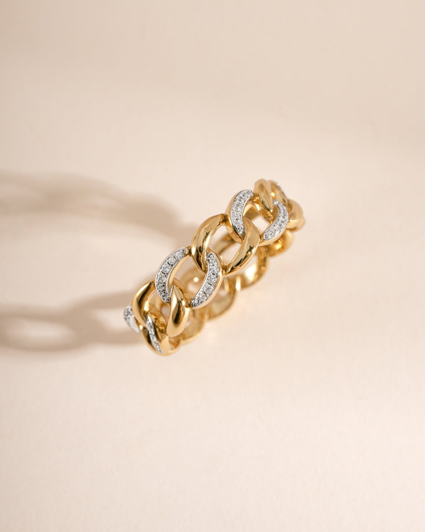 Mixed Metal Pavé Chain Ring