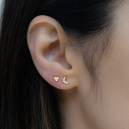 Tiny Moon Stud Earrings
