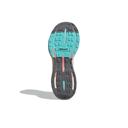 Adidas MTS Pro outsole, black tread with teal and pink traction areas