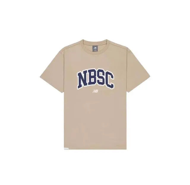 New Balance NBSC T-shirt, tan with blue varsity NBSC logo