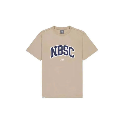 New Balance NBSC T-shirt, tan with blue varsity NBSC logo