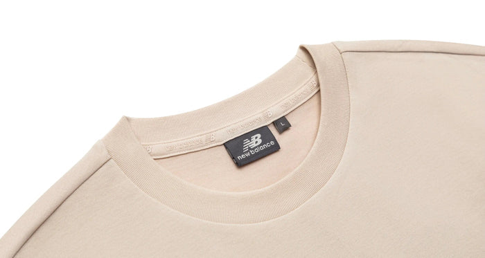 Cream crew-neck T-shirt with inside neck label