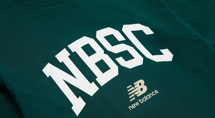 New Balance NBSC T-shirt in dark green, large NBSC chest print