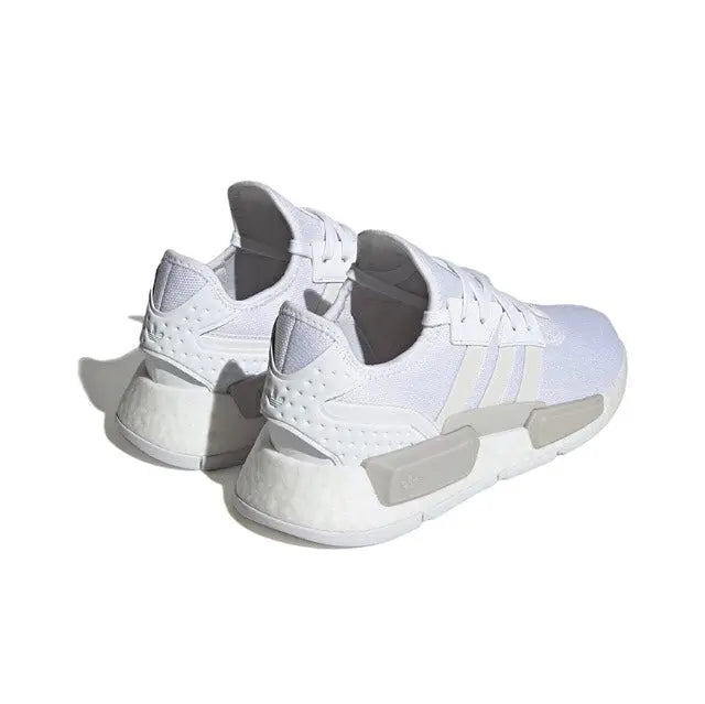 Adidas NMD_R1 low-top sneakers in white with gray and dark accents