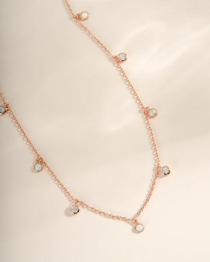 Opal & CZ Charm Necklace