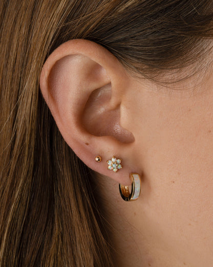 Opal Enamel Huggie Earrings