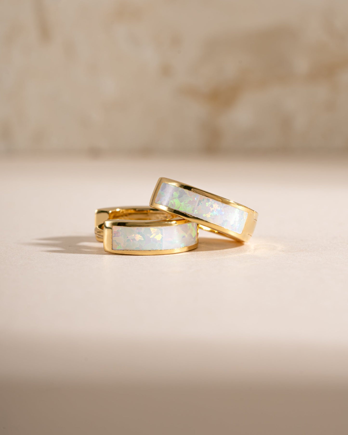 Opal Enamel Huggie Earrings