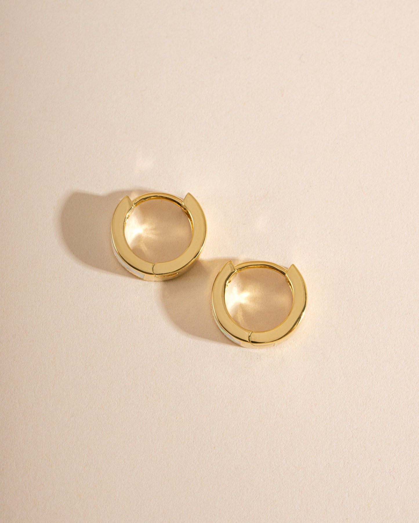 Opal Enamel Huggie Earrings