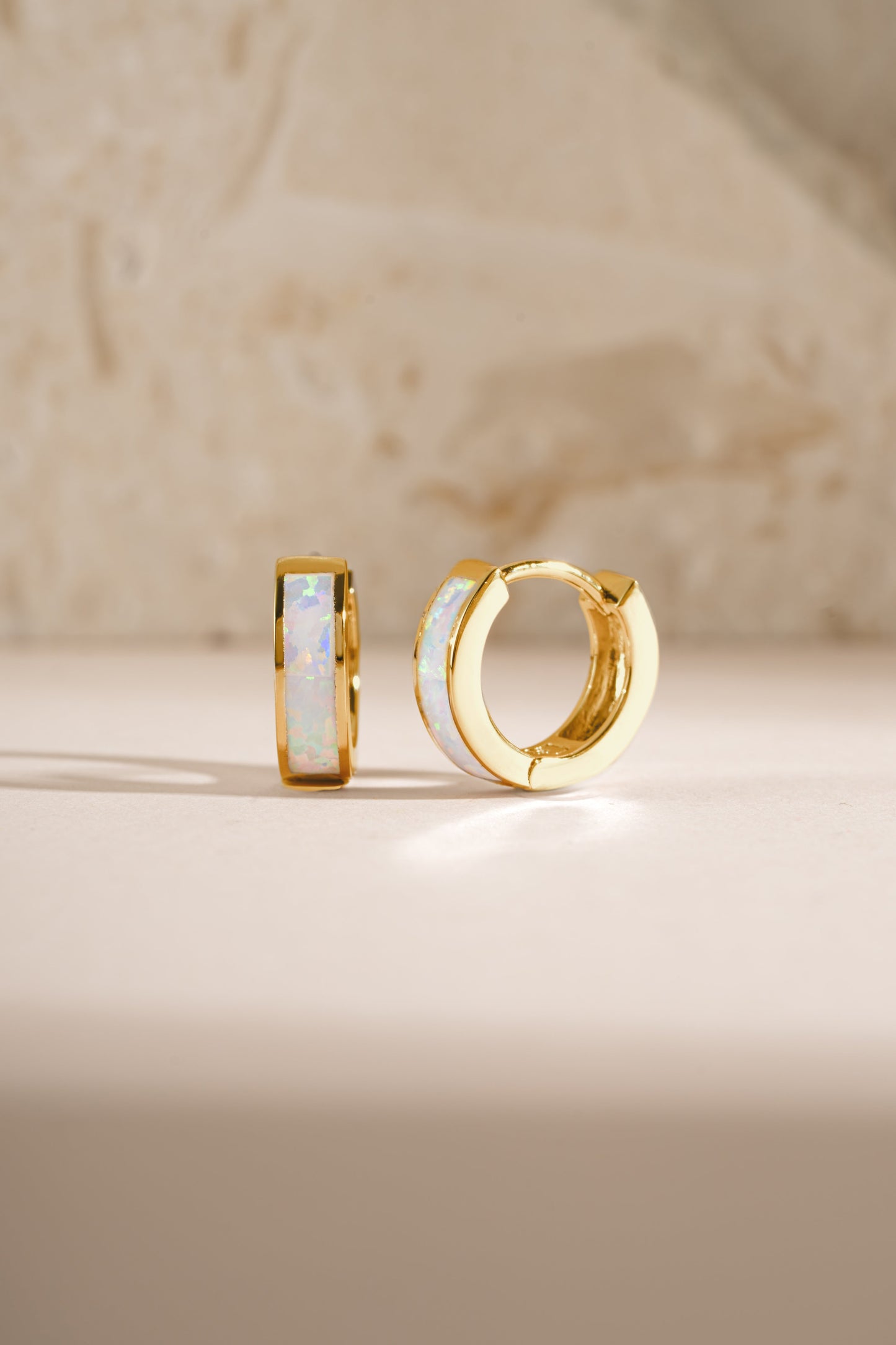 Opal Enamel Huggie Earrings