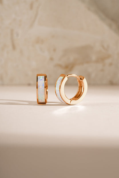 Opal Enamel Huggie Earrings
