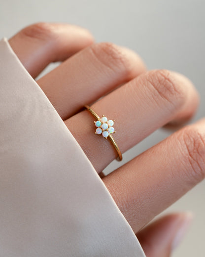 Opal Flower Ring