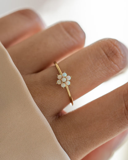 Opal Flower Ring