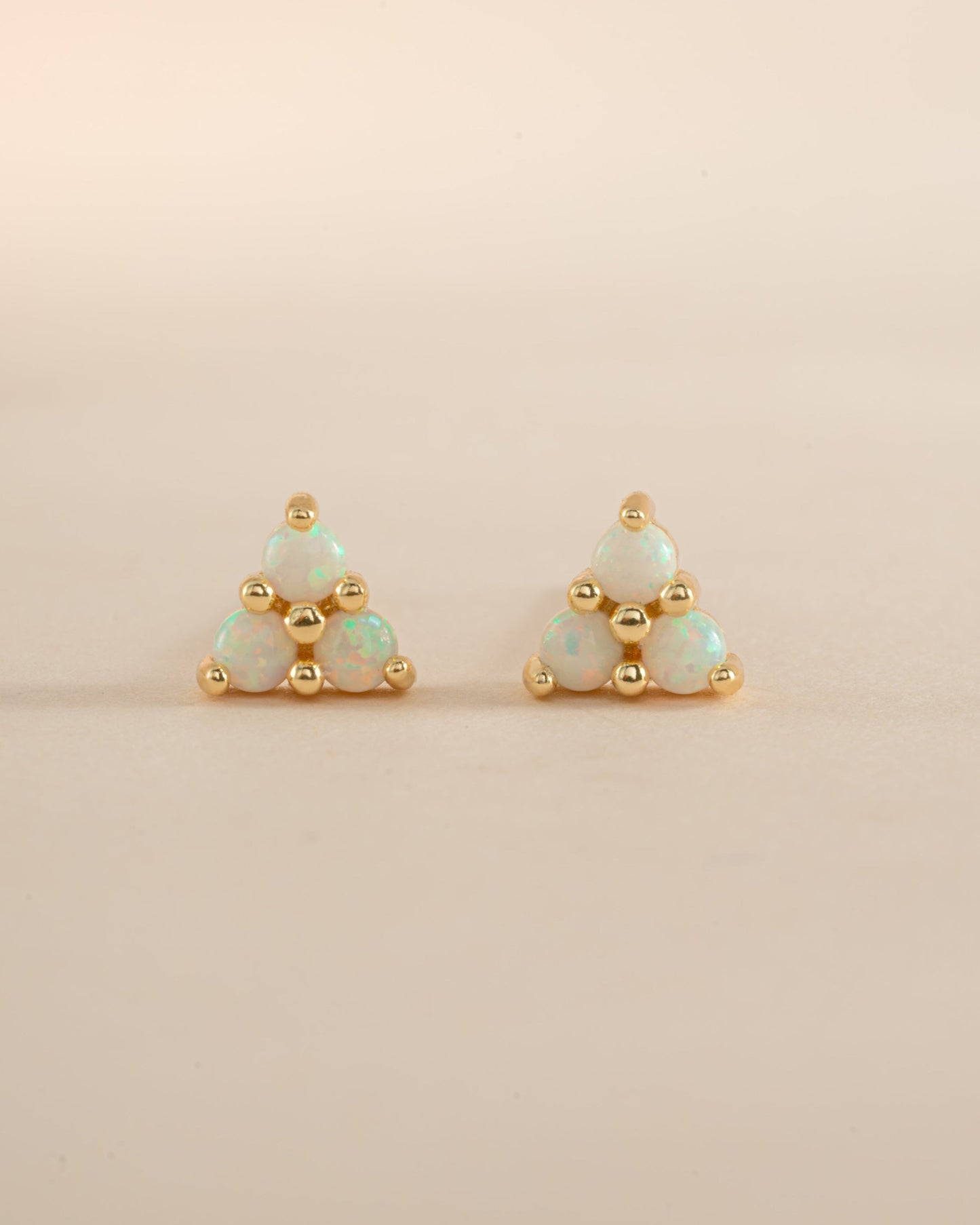 Opal Three Stone Studs