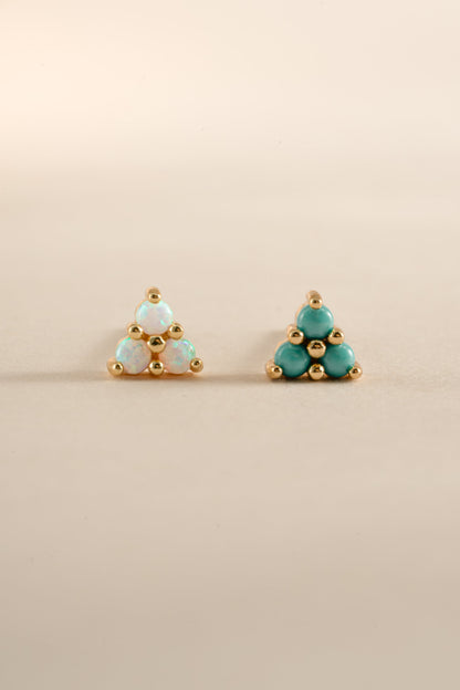 Opal Three Stone Studs