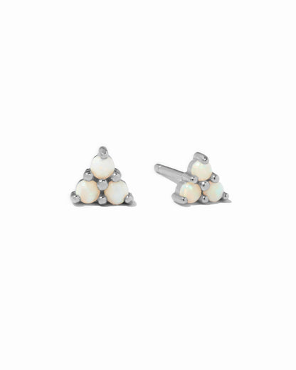 Opal Three Stone Studs