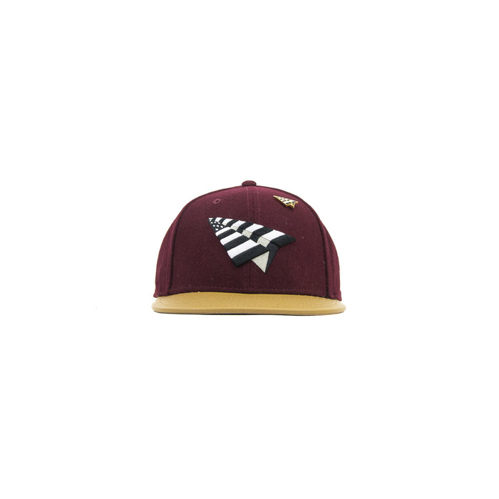 Original Crown Melton Wool & Leather Strapback (Burgundy)