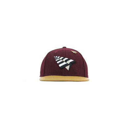 Original Crown Melton Wool & Leather Strapback (Burgundy)