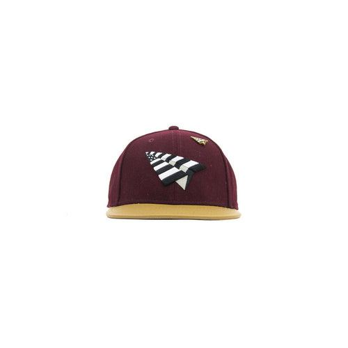 Original Crown Melton Wool & Leather Strapback (Burgundy)