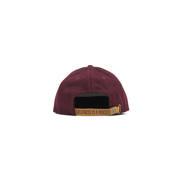 Original Crown Melton Wool & Leather Strapback (Burgundy)