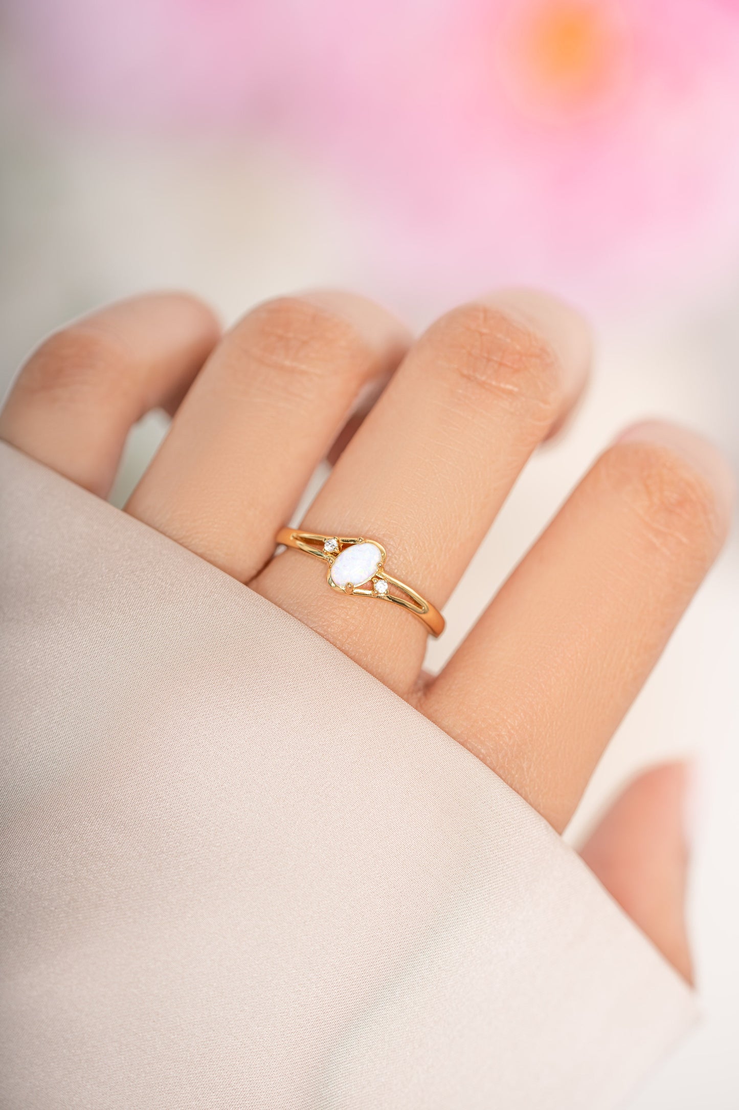 Small Oval Opal Ring